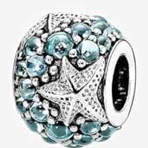 Silver & Blue Starfish Charm Bead